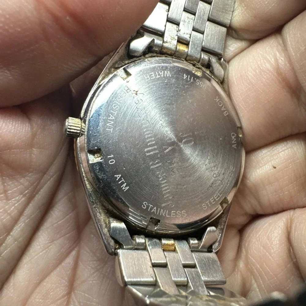 Working Vtg Dixie Tool & Die Quartz Watch‎ 10 ATM Two Tone Date Mens Watch 35mm